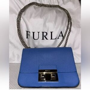 Furla Blue Leather Cross Body Bag..